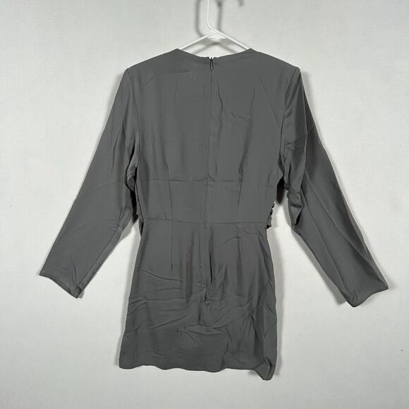 H&M NEW Formal Dress Women's Size S Small Gray Shoulder Patch NWT Back Zip - Picture 12 of 15